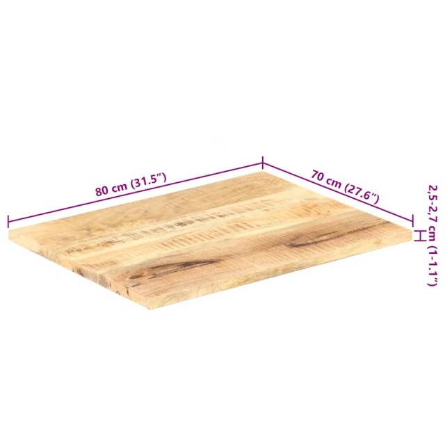 Dessus de table Bois de manguier solide 25-27 mm 80x70 cm
