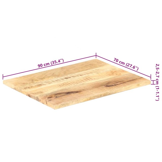 Dessus de table Bois de manguier solide 25-27 mm 90x70 cm