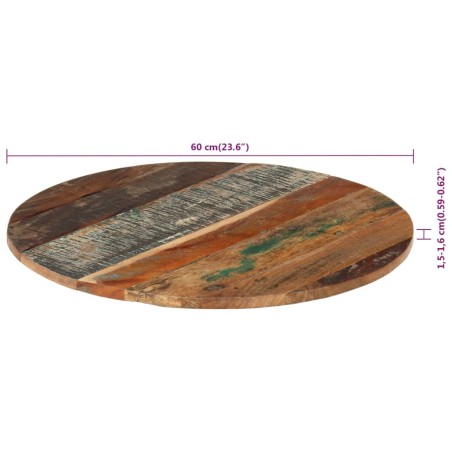Dessus de table rond 60 cm 15-16 mm Bois de récupération