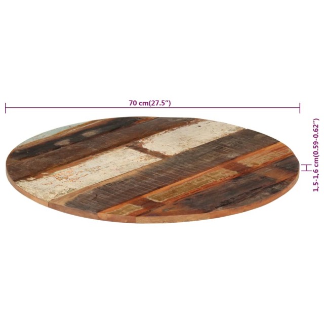 Dessus de table rond 70 cm 15-16 mm Bois de récupération