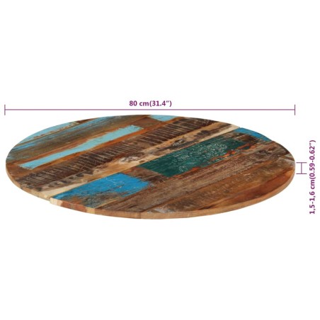 Dessus de table rond 80 cm 15-16 mm Bois de récupération