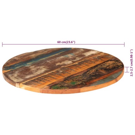 Dessus de table rond 60 cm 25-27 mm Bois de récupération solide