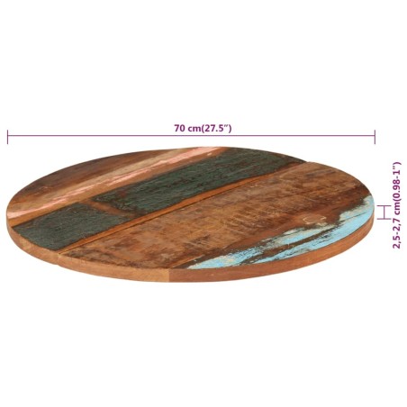 Dessus de table rond 70 cm 25-27 mm Bois de récupération solide