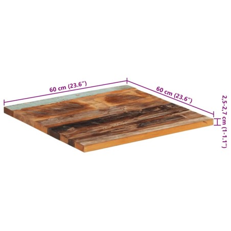 Dessus de table carré 60x60 cm 25-27 mm Bois de récupération