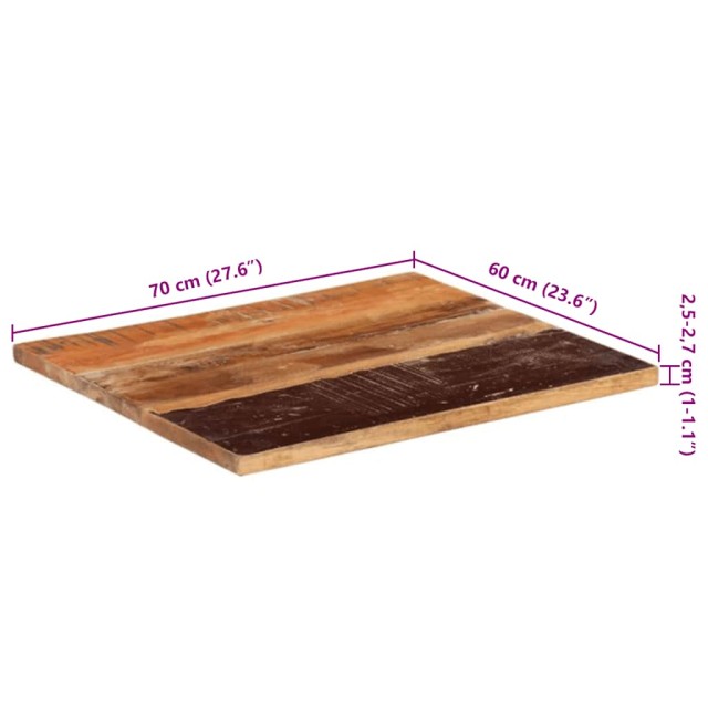 Dessus de table rectangulaire 60x70 cm 25-27 mm Bois récupéré