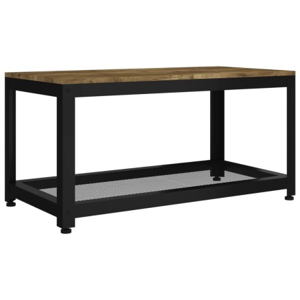 Table basse Marron foncé et noir 90x45x45 cm MDF et fer 2