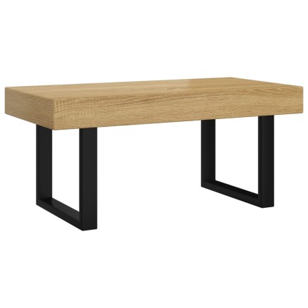 Table basse Marron clair et noir 90x45x40 cm MDF et fer 2