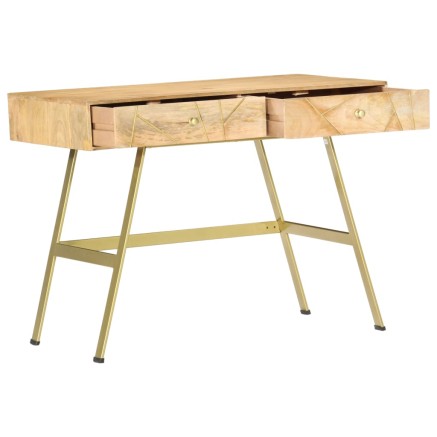 Bureau avec tiroirs 100x55x75 cm bois solide de manguier 2