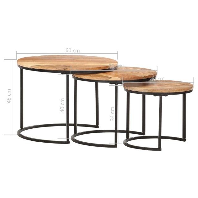 Tables gigognes 3 pcs Bois d'acacia massif