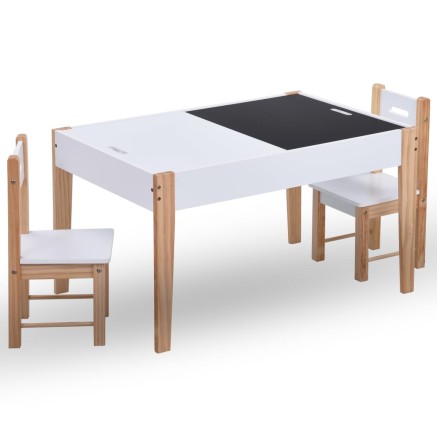 Ensemble de table et chaises pour enfants 3 pcs Noir et blanc 2