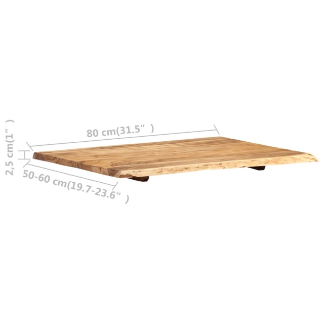 Dessus de table Bois d'acacia massif 80x(50-60)x2,5 cm
