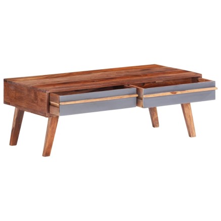 Table basse gris 110x50x40 cm bois massif 2