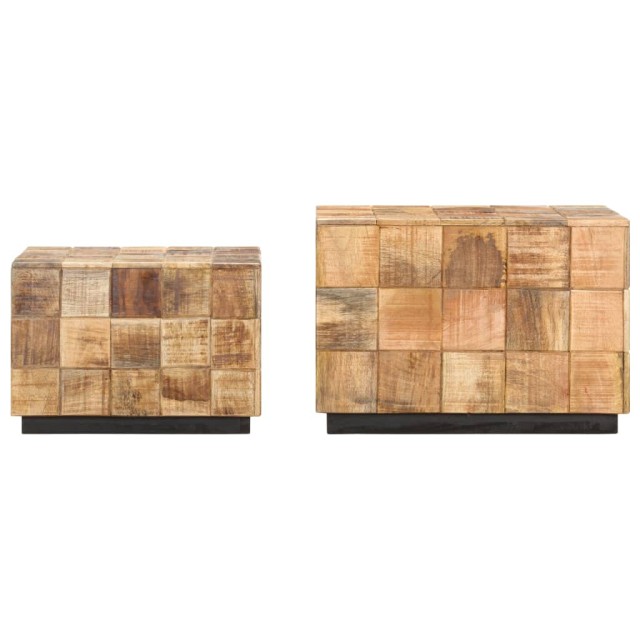 Tables basses 2 pcs avec design de blocs Bois de manguier brut