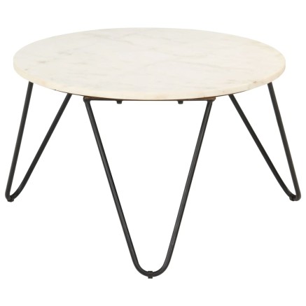 Table basse Blanc 65x65x42 cm Pierre véritable texture marbre