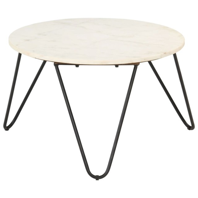 Table basse Blanc 65x65x42 cm Pierre véritable texture marbre