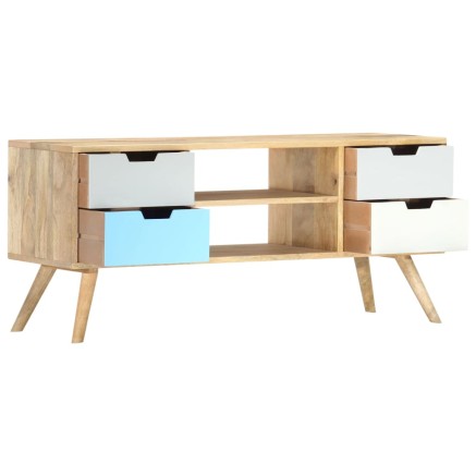 Meuble TV 110x35x48 cm Bois de manguier massif 2