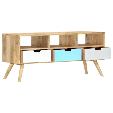Meuble TV 110x35x48 cm Bois de manguier massif 2