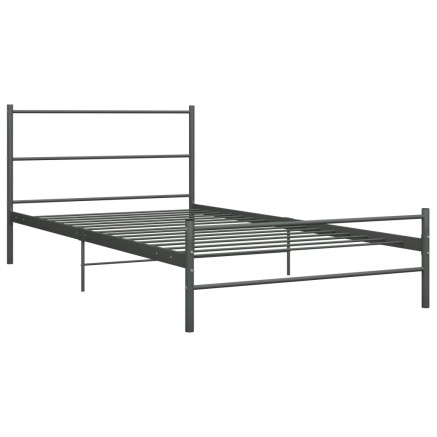 Cadre de lit sans matelas gris métal 90x200 cm 2