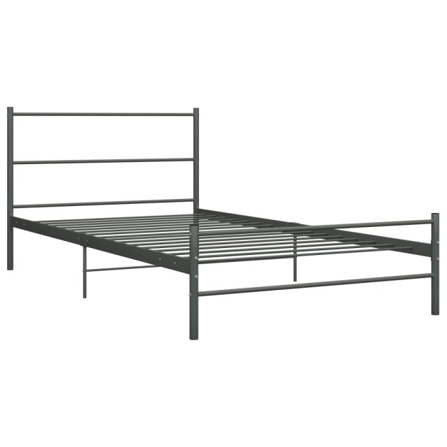 Cadre de lit sans matelas gris métal 90x200 cm