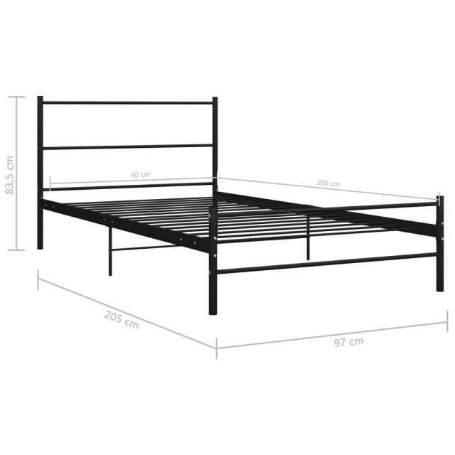 Cadre de lit sans matelas noir métal 90x200 cm