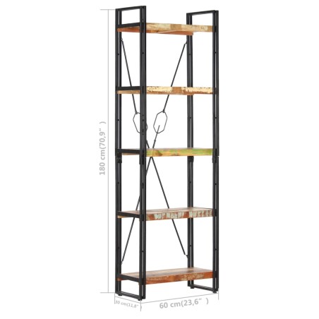 Bibliothèque 5 niveaux 60x30x180 cm Bois solide de récupération