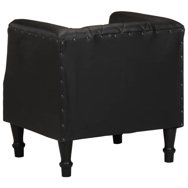 Chaise cabriolet Noir Cuir véritable de chèvre