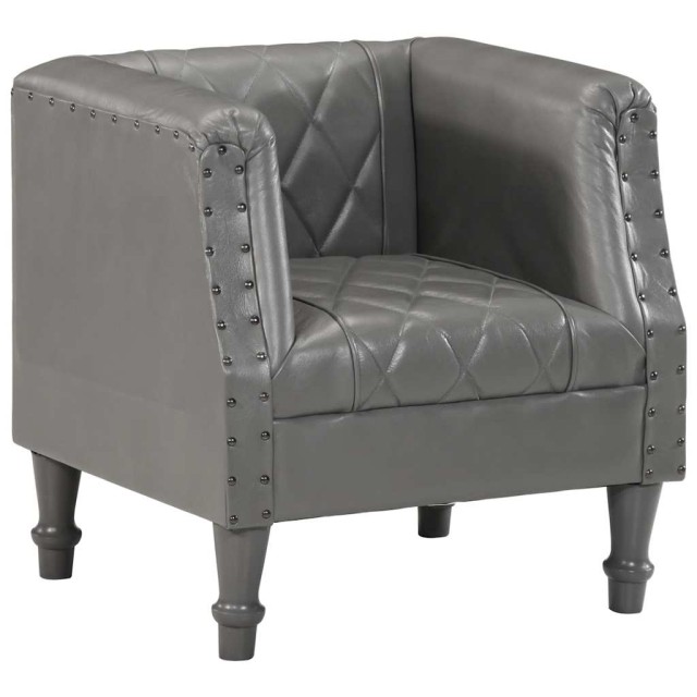 Chaise cabriolet Gris Cuir véritable de chèvre