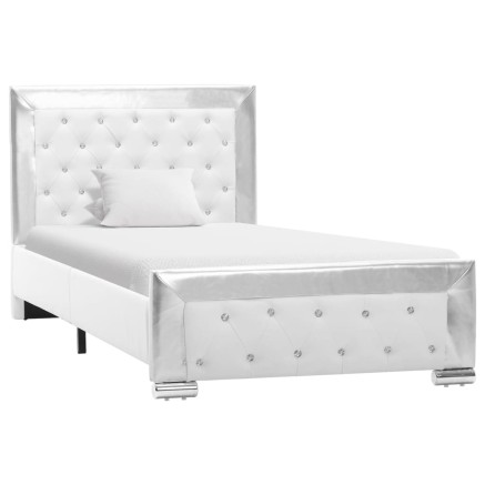 Cadre de lit Blanc Similicuir 90 x 200 cm 2