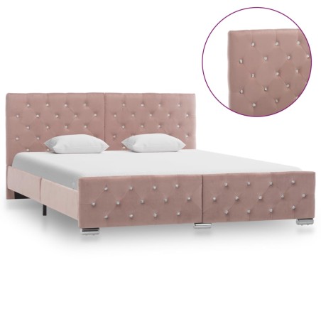 Cadre de lit sans matelas Rose Velours 160x200 cm