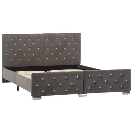 Cadre de lit sans matelas gris velours 140x200 cm 2