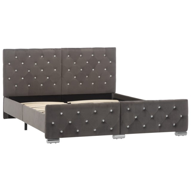 Cadre de lit sans matelas gris velours 140x200 cm