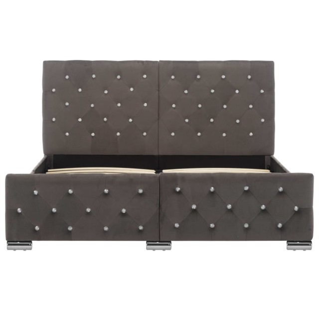 Cadre de lit sans matelas gris velours 140x200 cm