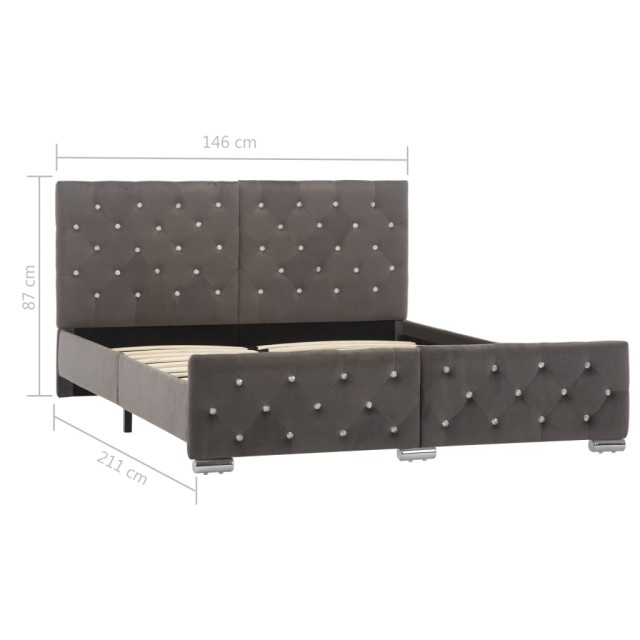 Cadre de lit sans matelas gris velours 140x200 cm