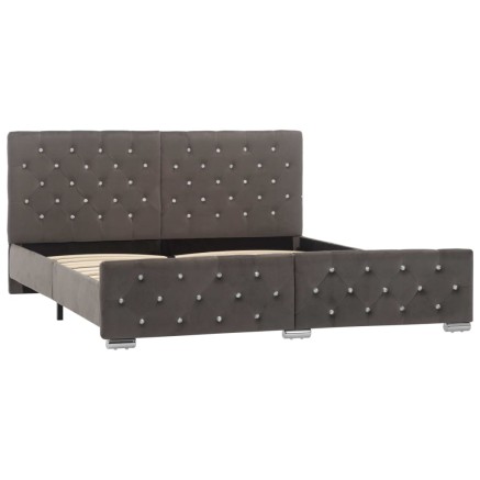 Cadre de lit sans matelas gris velours 160x200 cm 2