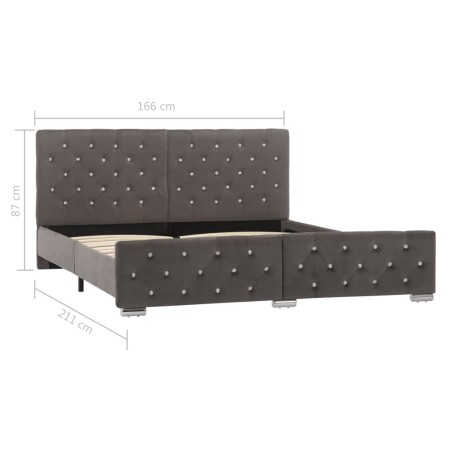 Cadre de lit sans matelas gris velours 160x200 cm