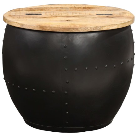 Table basse ronde 53x43 cm Bois de manguier massif 2