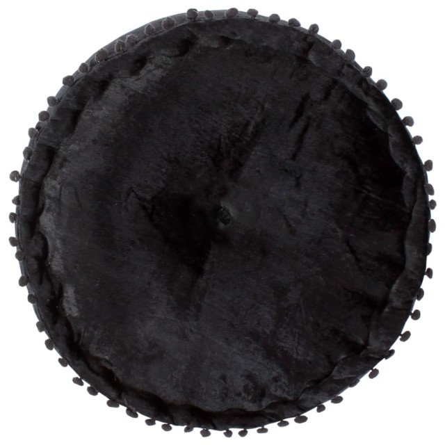 Pouf Rond Velours 40x20 cm Anthracite