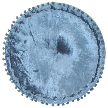 Pouf Rond Velours 40x20 cm Bleu 2