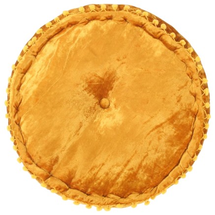 Pouf Rond Velours 40x20 cm Moutarde 2