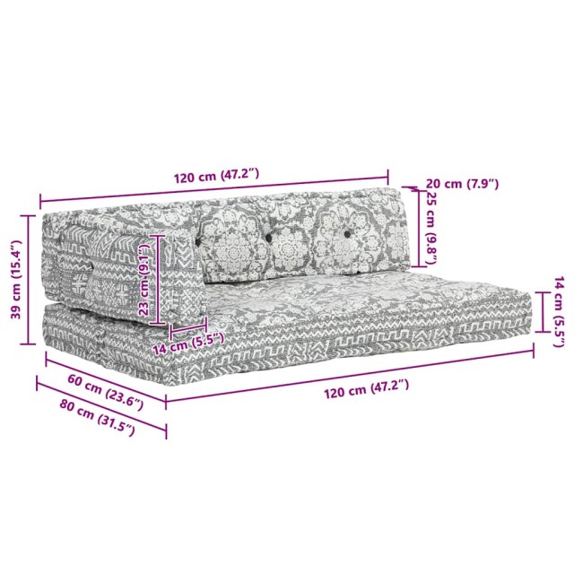 Coussin de canapé palette Gris clair Tissu Patchwork