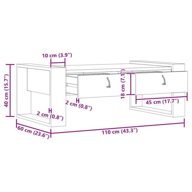 Table basse 110x60x40 cm Bois de teck massif