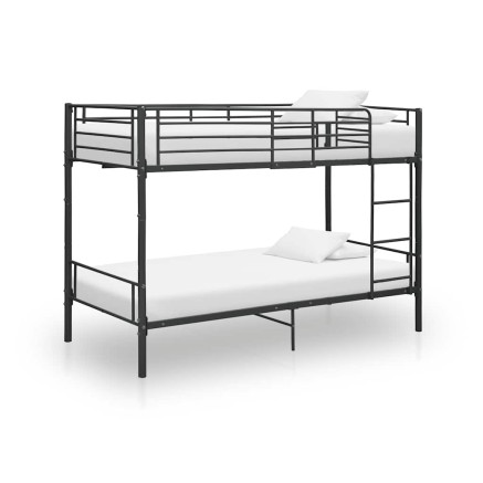 Lit superposé sans matelas noir métal 90x200 cm 2