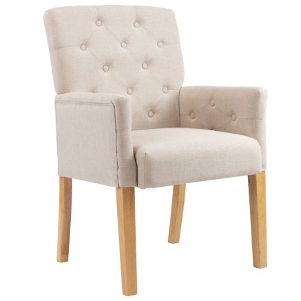 Chaise à manger avec accoudoirs Beige Tissu 2