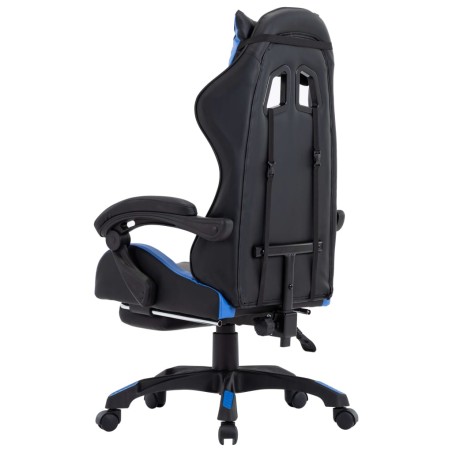 Fauteuil de jeux vidéo avec repose-pied Bleu et noir Similicuir
