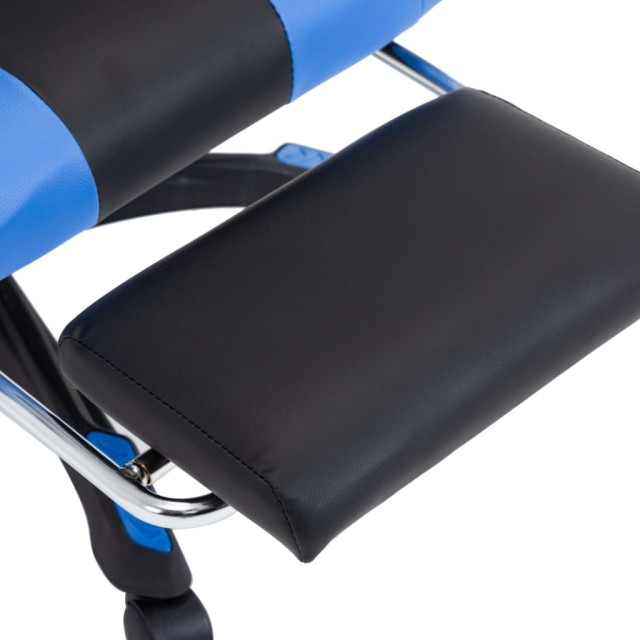 Fauteuil de jeux vidéo avec repose-pied Bleu et noir Similicuir