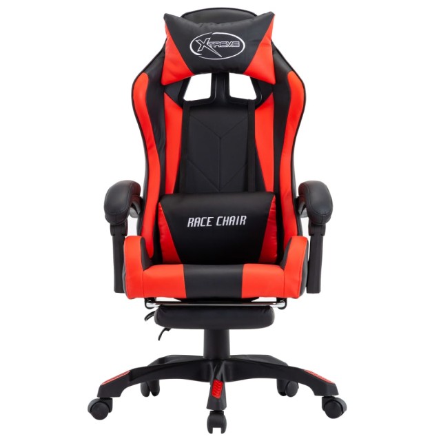 Fauteuil de jeux vidéo et repose-pied Rouge et noir Similicuir