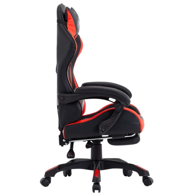 Fauteuil de jeux vidéo et repose-pied Rouge et noir Similicuir