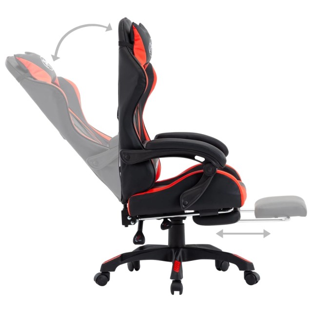 Fauteuil de jeux vidéo et repose-pied Rouge et noir Similicuir