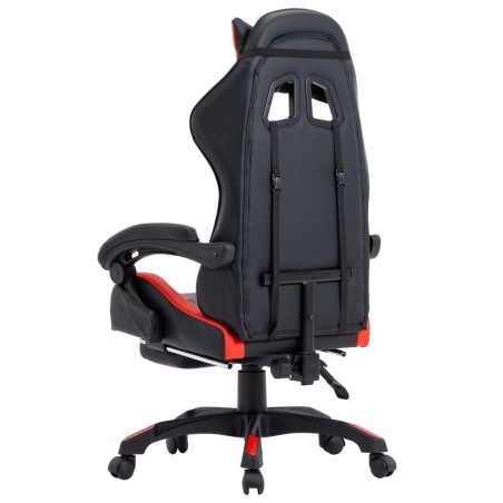 Fauteuil de jeux vidéo et repose-pied Rouge et noir Similicuir