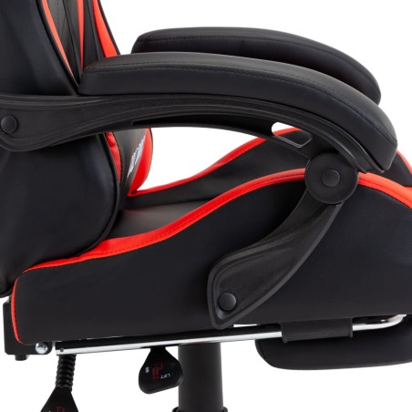 Fauteuil de jeux vidéo et repose-pied Rouge et noir Similicuir